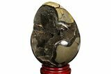 Septarian Dragon Egg Geode - Black Crystals #157893-2
